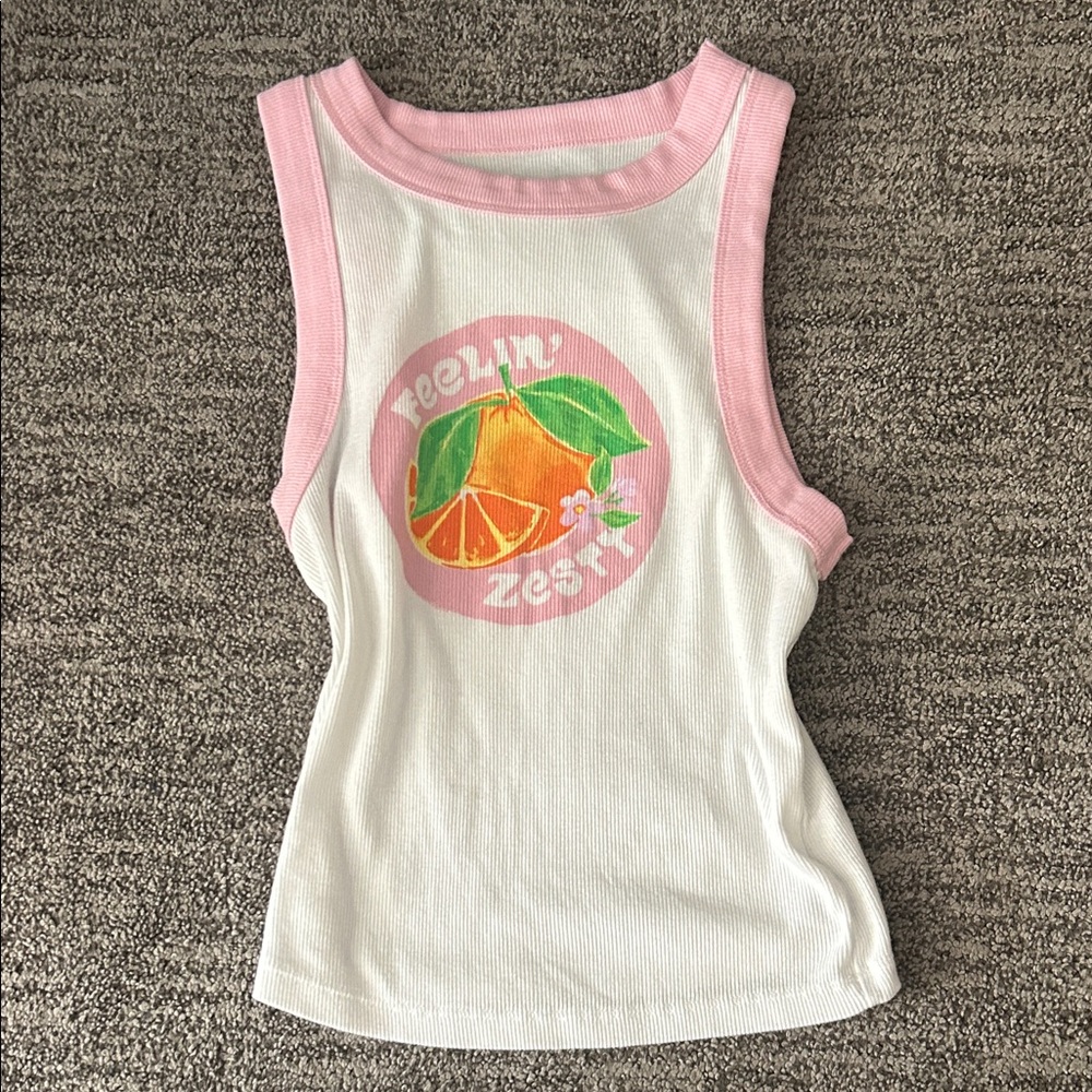 Cutesy Cropped Tank Top with Graphic